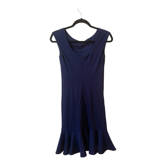 H by Halston Navy Ruffle Flounce Hem Boat Neck Bodycon Tulip Dress XS - Picture 2 of 3